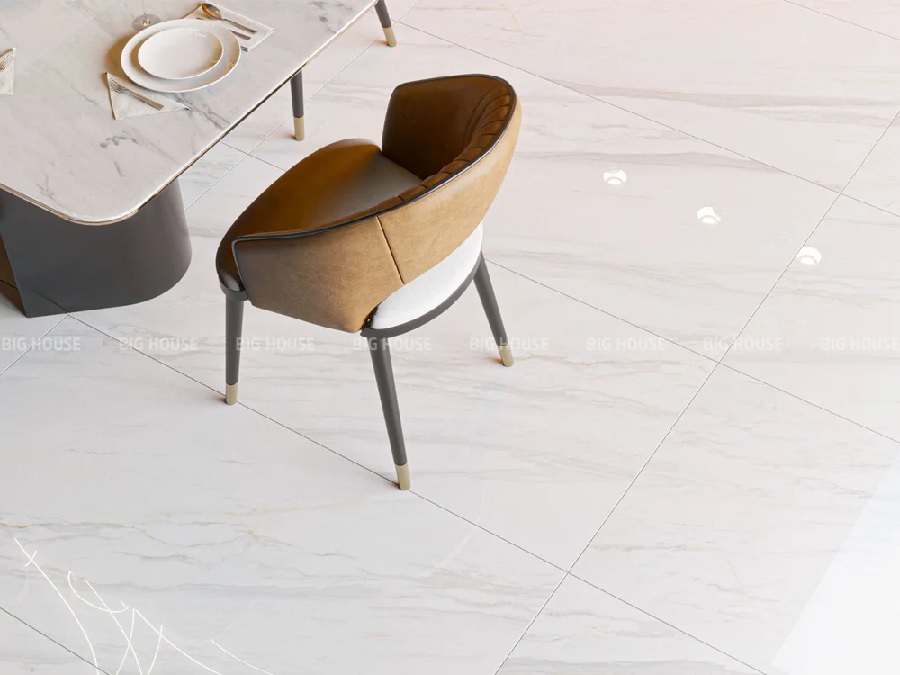 Gạch Eurotile HAP N01P với hệ vân đá sắc nét lát nền phòng ăn đẹp mắt