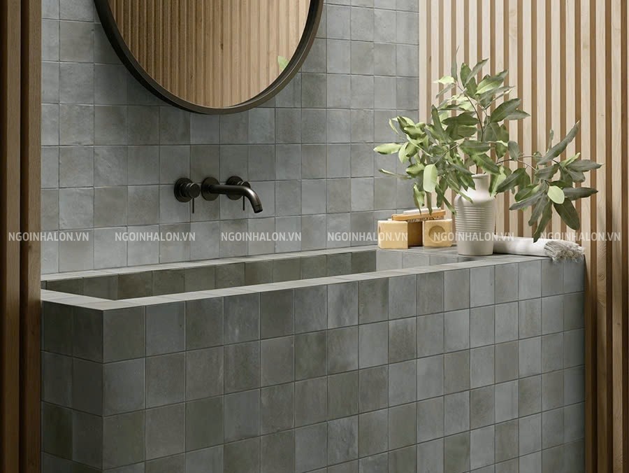 Mẫu gạch mosaic tone ghi xanh