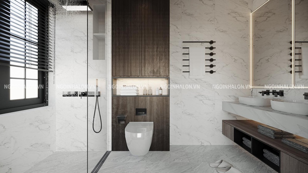 Gạch ốp tường màu trắng vân đá 3060THACHDONG007-H+