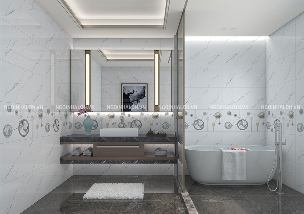 gạch ốp tường màu trắng vân đá Tasa 7607 - 7608