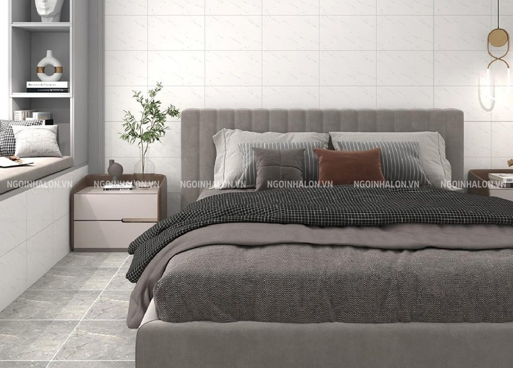 gạch ốp tường màu trắng xám 4080TRAVERTINE001-H+