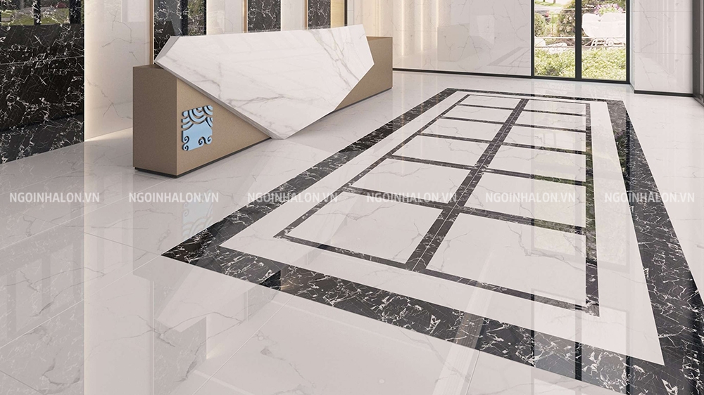 gạch lát nền viền đen lát sảnh