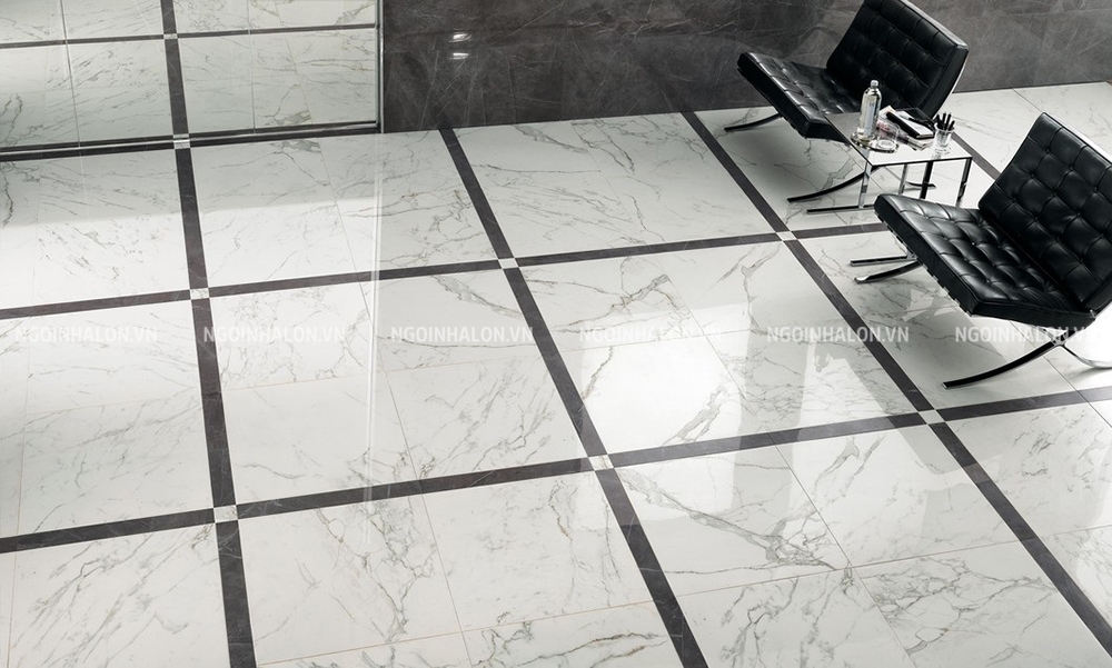 gạch lát nền viền đen vân đá marble