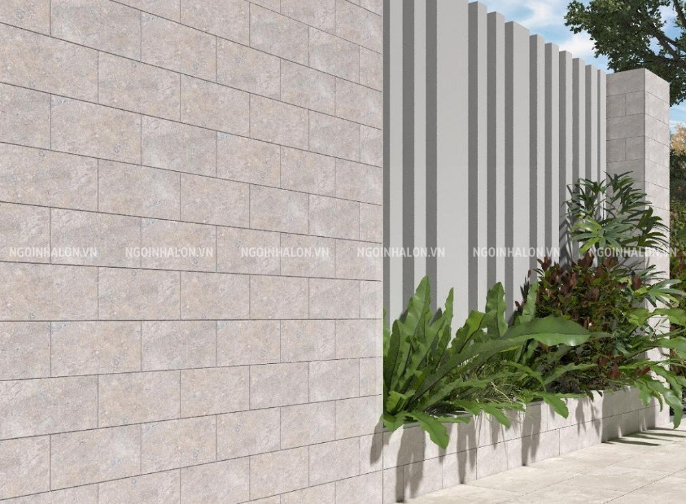 Gạch giả đá stone ốp bồn hoa khu vực hàng rào cổng