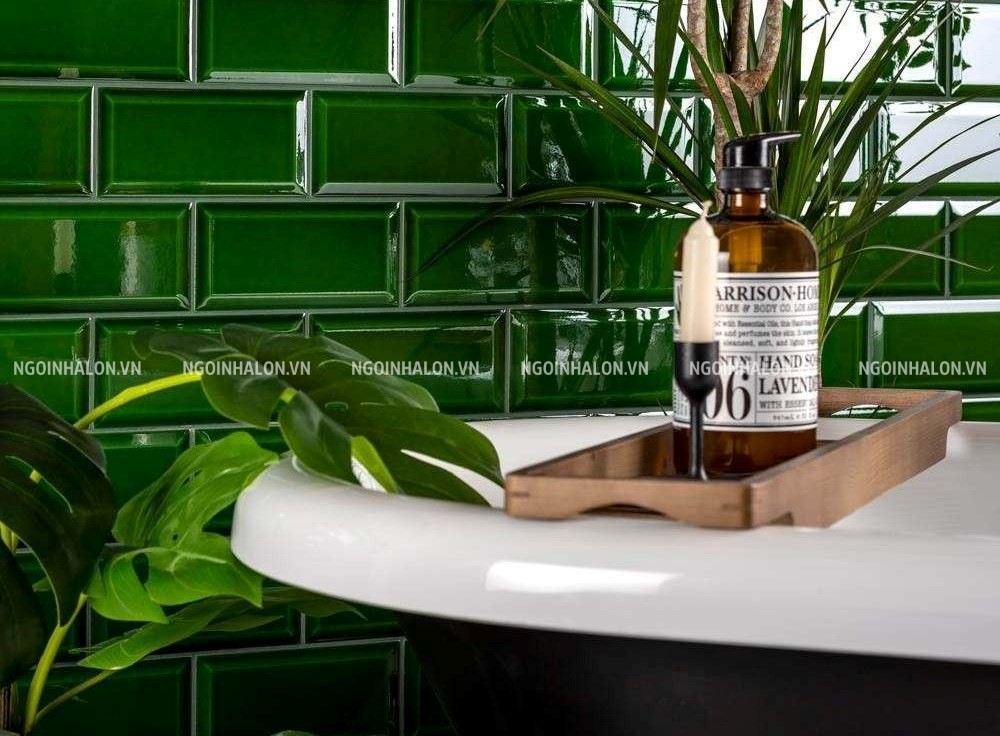 Mẫu gạch thẻ 10x20 bóng vát màu xanh lục