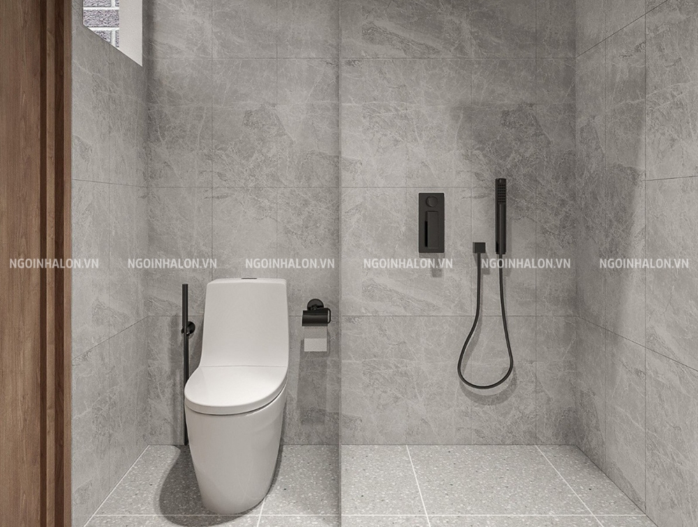 Phòng tắm nhà cấp 4 lát gạch 30x30 chống trơn