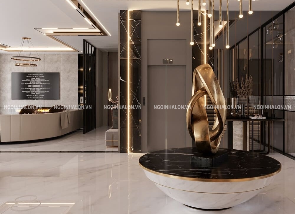 gạch ốp thang máy giả đá marble màu đen