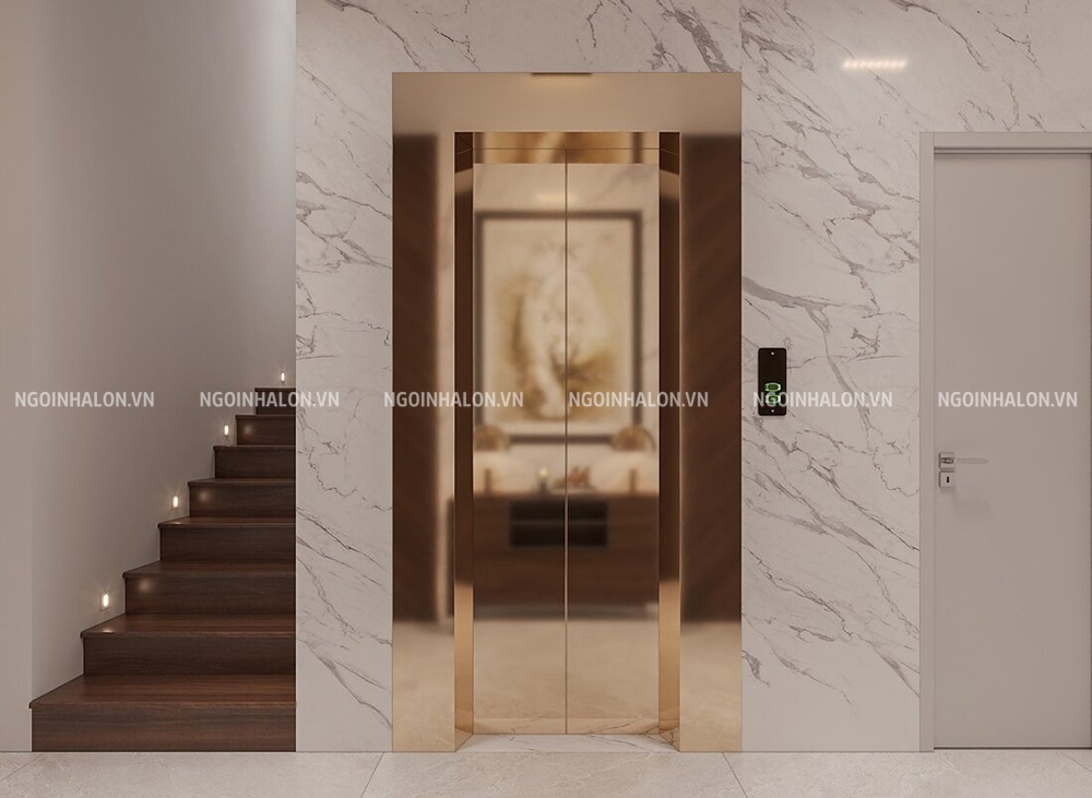 gạch ốp thang máy giả đá marble trắng