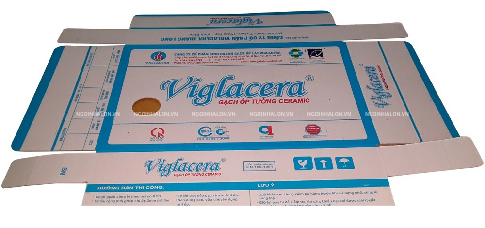 Hình ảnh thực tế bao bì hộp gạch Viglacera 30x60.