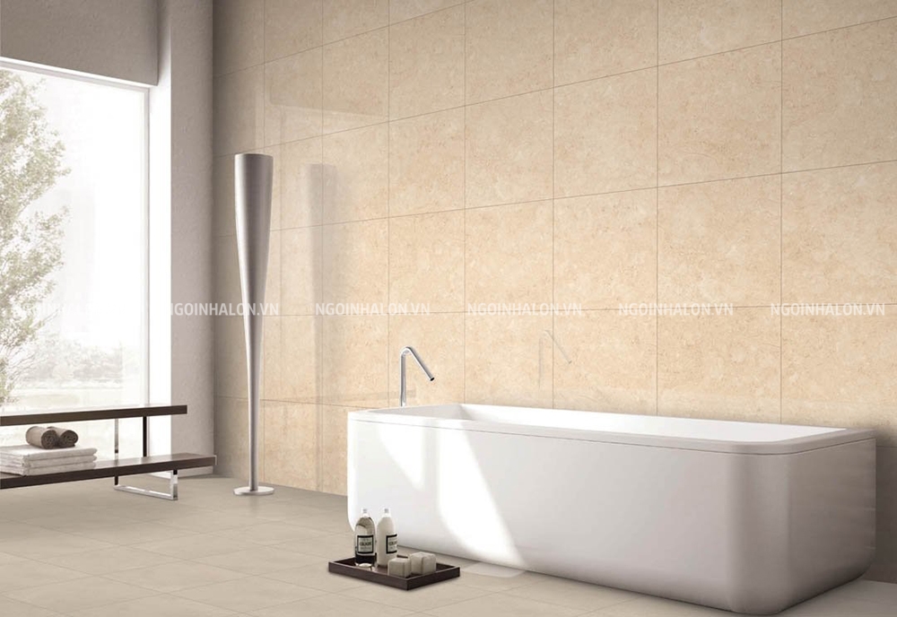 gạch ốp tường 60x60 giả bê tông màu vàng ấm