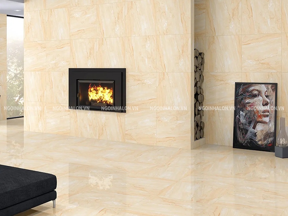 gạch 600x600 ốp tường phòng khách