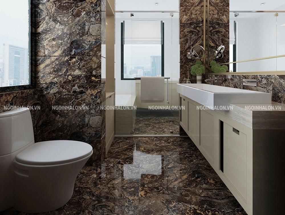 gạch 600x600 ốp tường phòng tắm