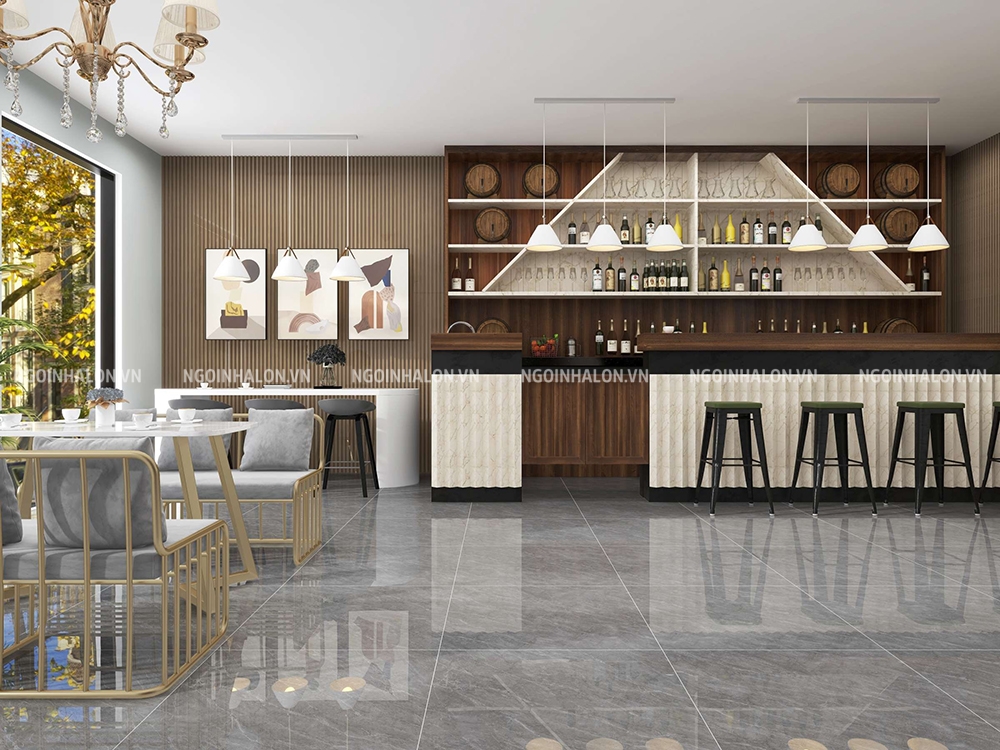 chọn gạch lát nền 80x80 vân đá men bóng