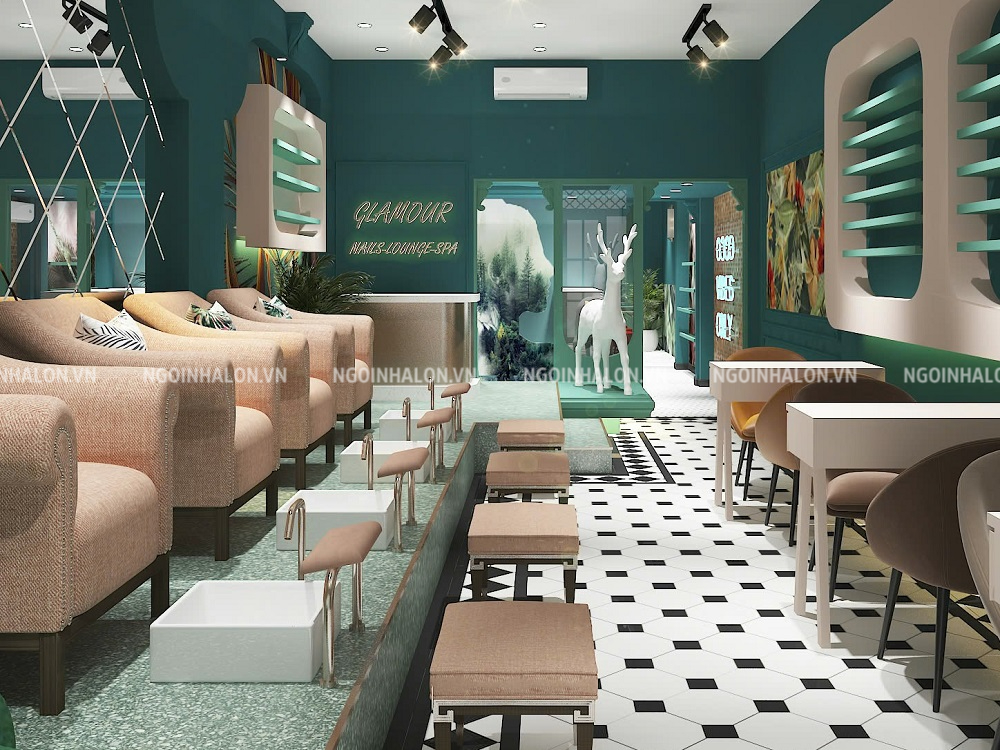 mẫu gạch hoa đen trắng lát nền spa