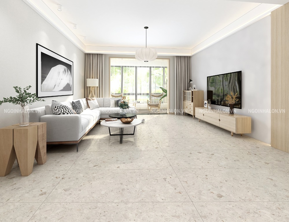 gạch terrazzo 600x1200 lát phòng khách