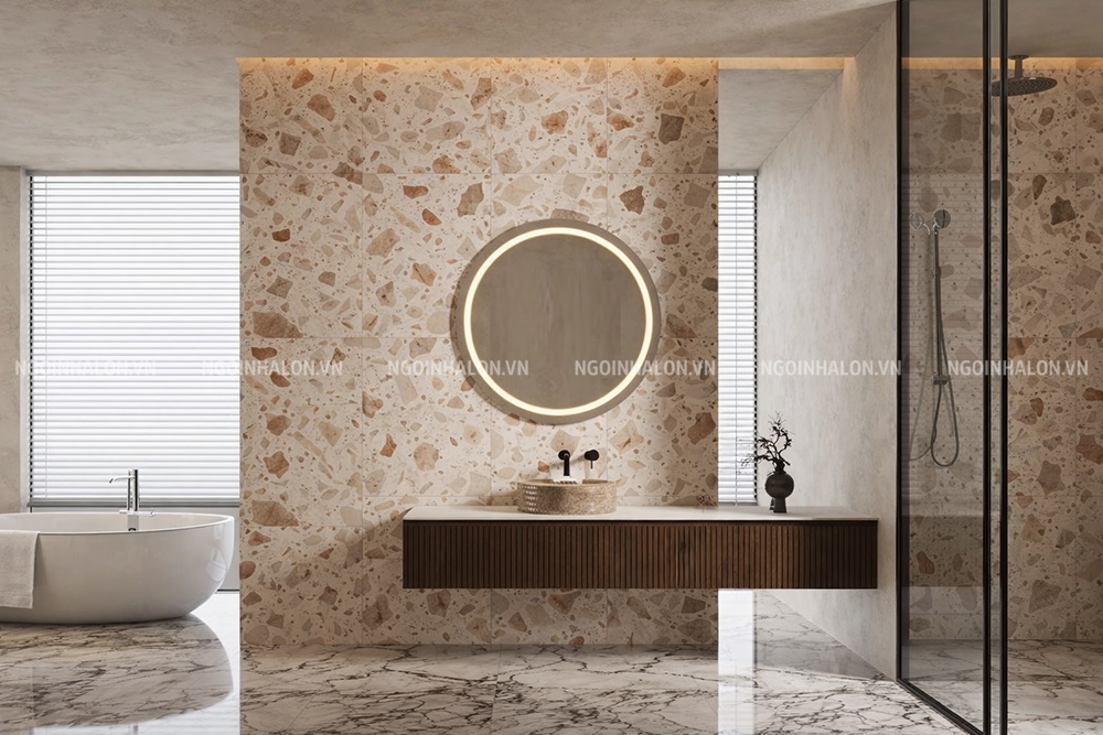 gạch terrazzo 600x1200 màu cam