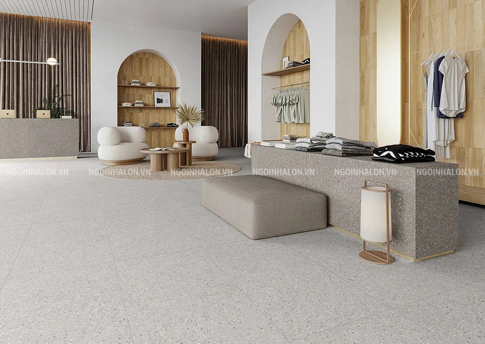 gạch terrazzo 60x120 xám lát nền