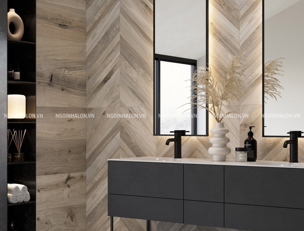mẫu gạch giả gỗ 600x1200 ốp tường
