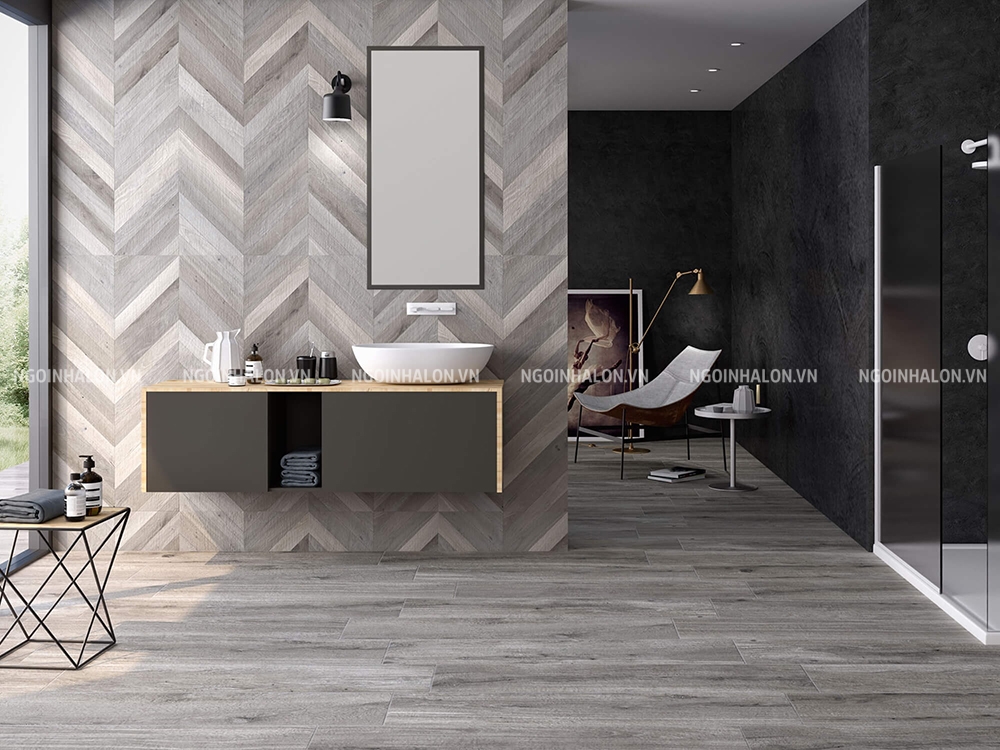 mẫu gạch giả gỗ 600x1200 ốp tường