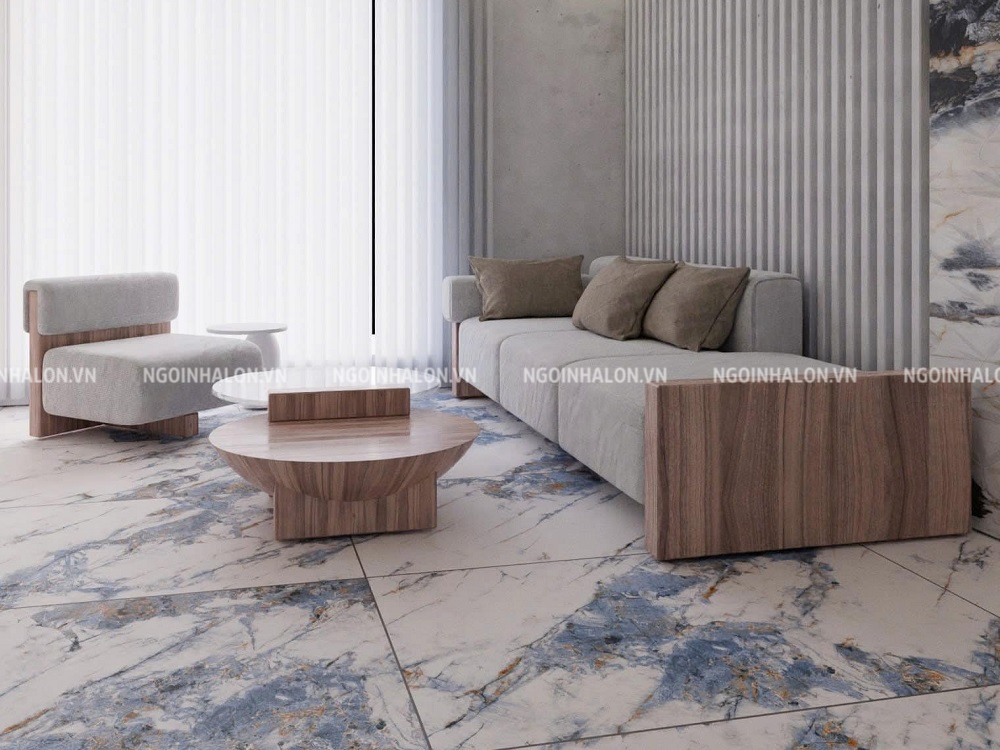 Mẫu gạch lát nền Apodio AF10615802 60x120 màu trắng vân đá xanh biển cho người mệnh Thủy.