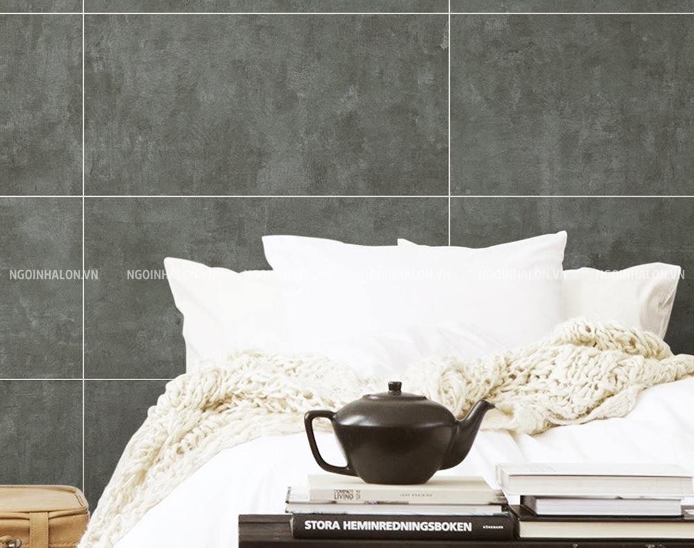 gạch vân xi măng Eurotile THD-G04 lát tường phòng ngủ