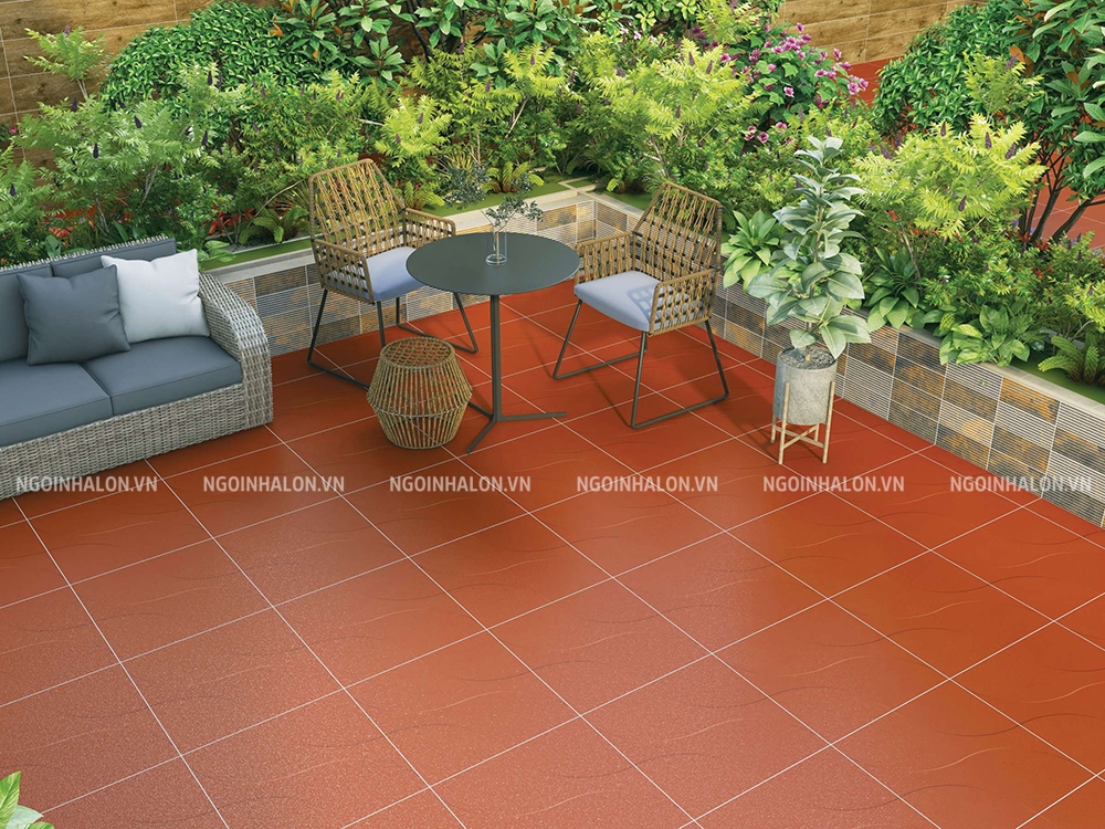 gạch đỏ lát nền sân vườn 50x50