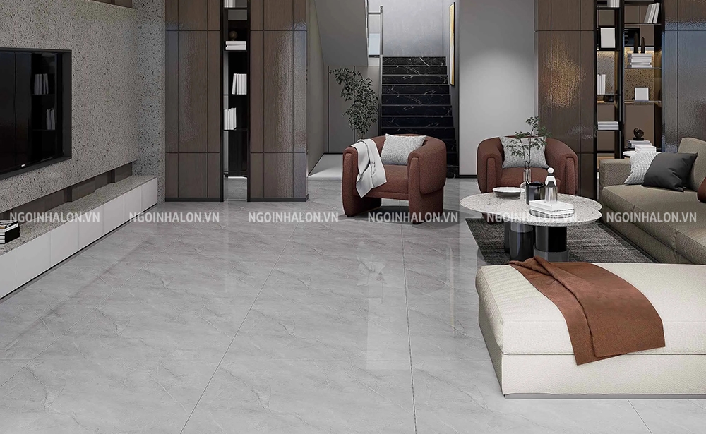 Phòng khách lát mẫu gạch Catalan 80x80 85538 vân đá Phòng khách lát mẫu gạch Catalan 80x80 85538 vân đá