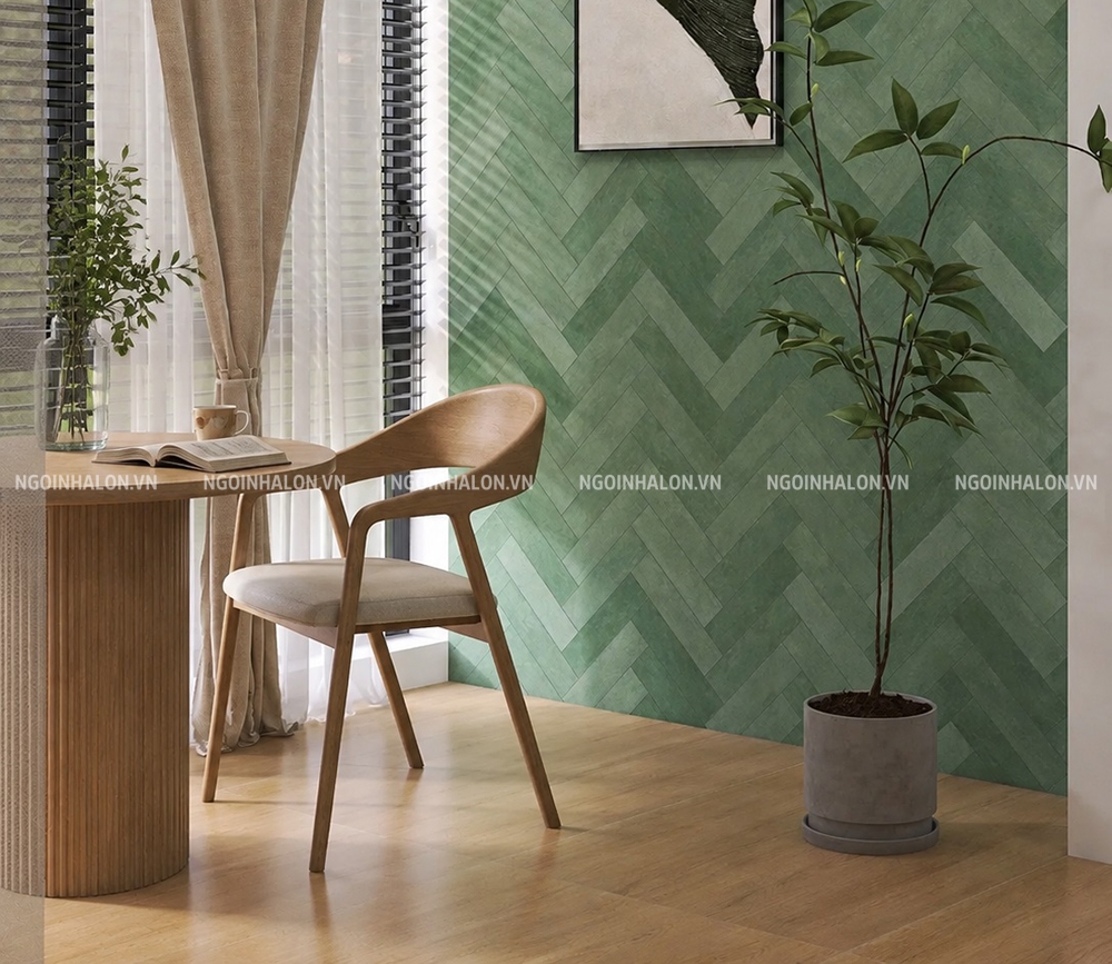 Gạch thẻ mờ giả cổ màu xanh lá MD7534M06C ốp xương cá nổi bật Gạch thẻ mờ giả cổ màu xanh lá MD7534M06C ốp xương cá nổi bật