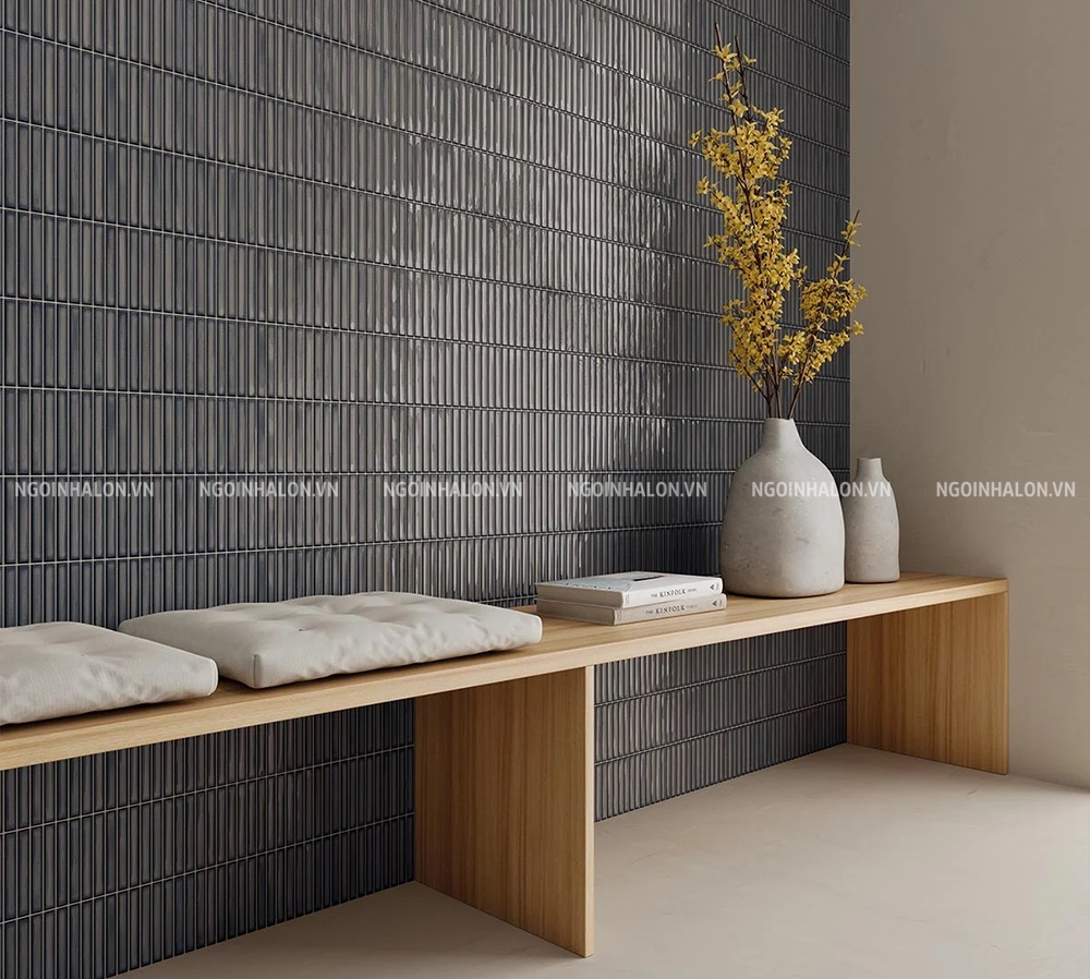 Gạch thẻ mosaic xám men Matt