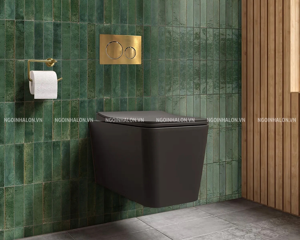 Mẫu gạch thẻ ốp WC màu xanh lá loang giả cổ đẹp nổi bật