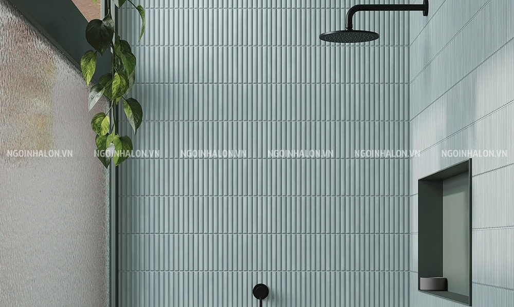 Gạch thẻ ốp WC Stripe màu xanh mint
