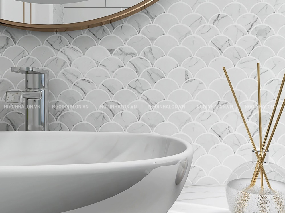 Gạch mosaic đá hình vảy cá Gạch mosaic đá hình vảy cá