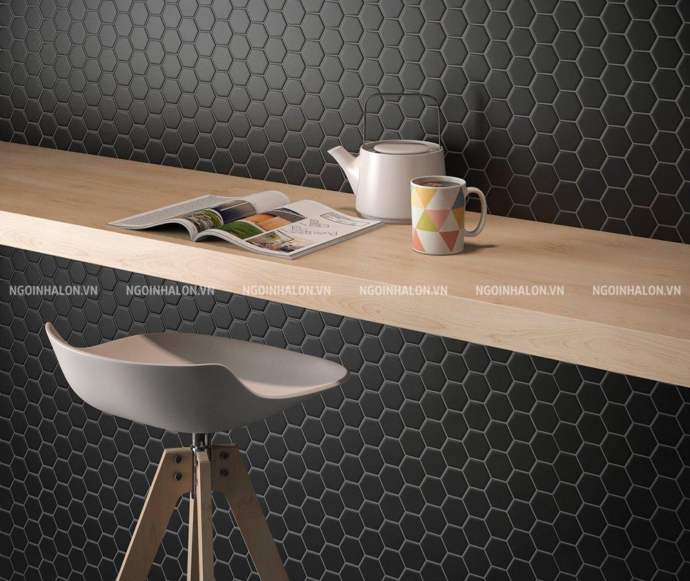 gạch mosaic lục giác màu đen