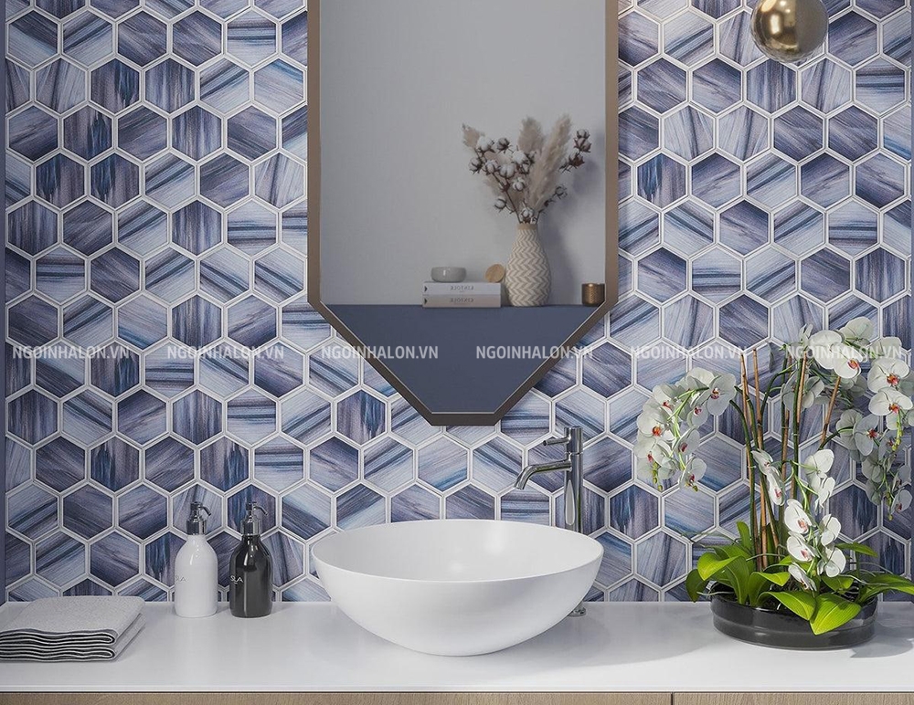 Sản phẩm ứng dụng ốp mảng tường phía sau lavabo