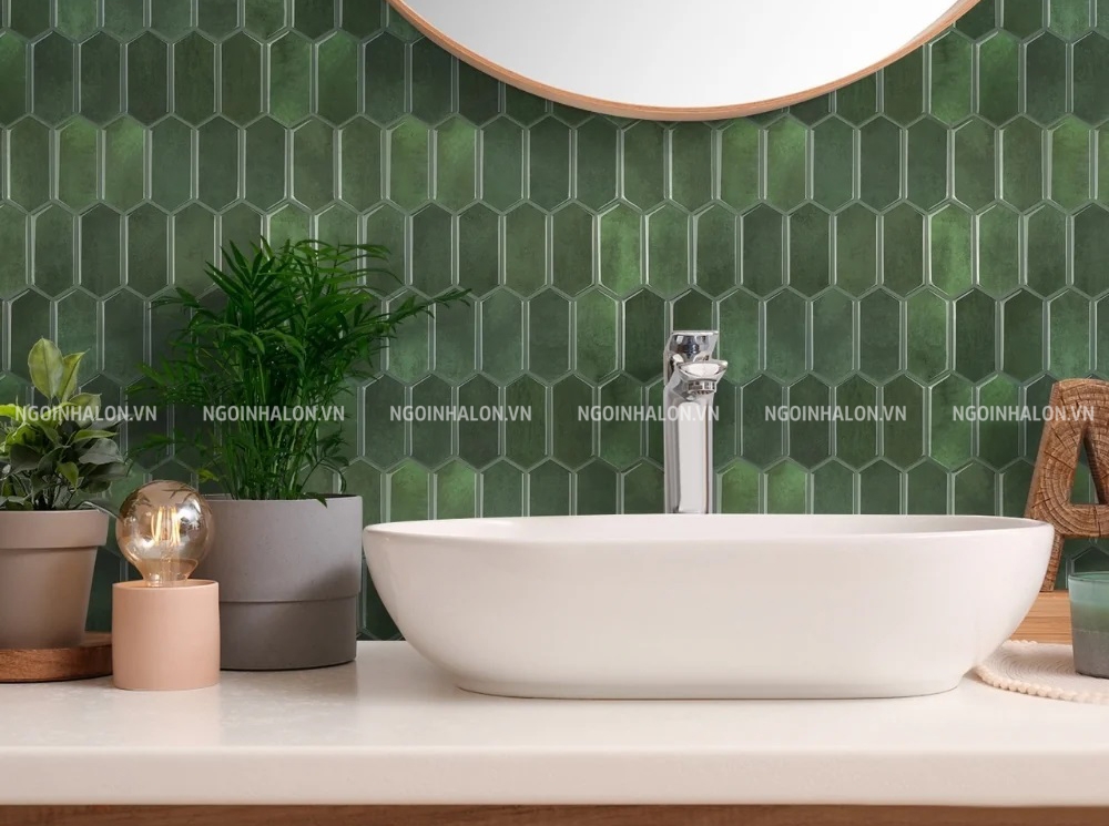 Gạch mosaic lục giác màu xanh lá