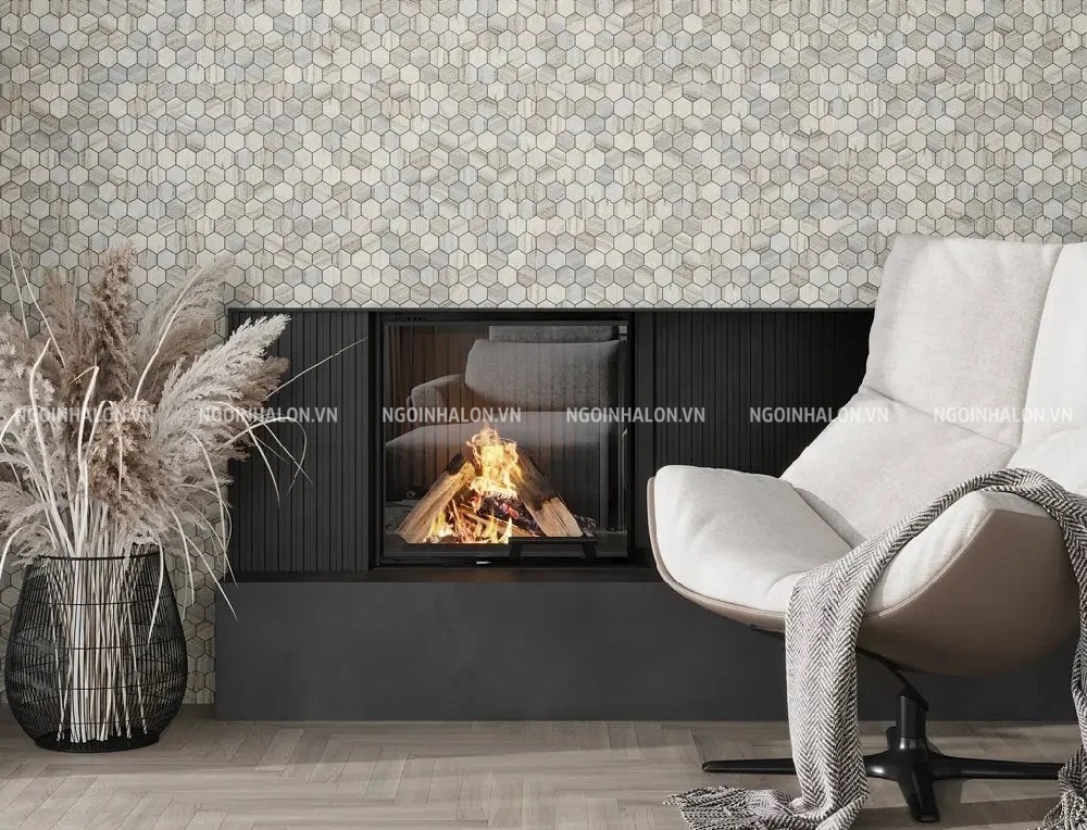 Mosaic đá cũng được ứng dụng trong phòng khách Mosaic đá cũng được ứng dụng trong phòng khách